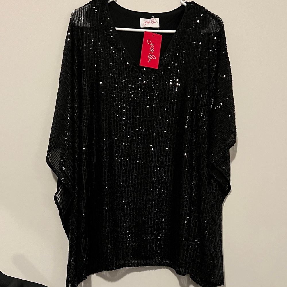 Elegant Black Sequin Blouse